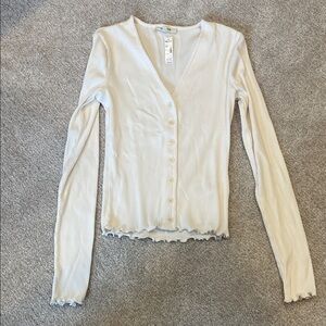 Madewell NWT White Ribbed Button-Up Cardigan